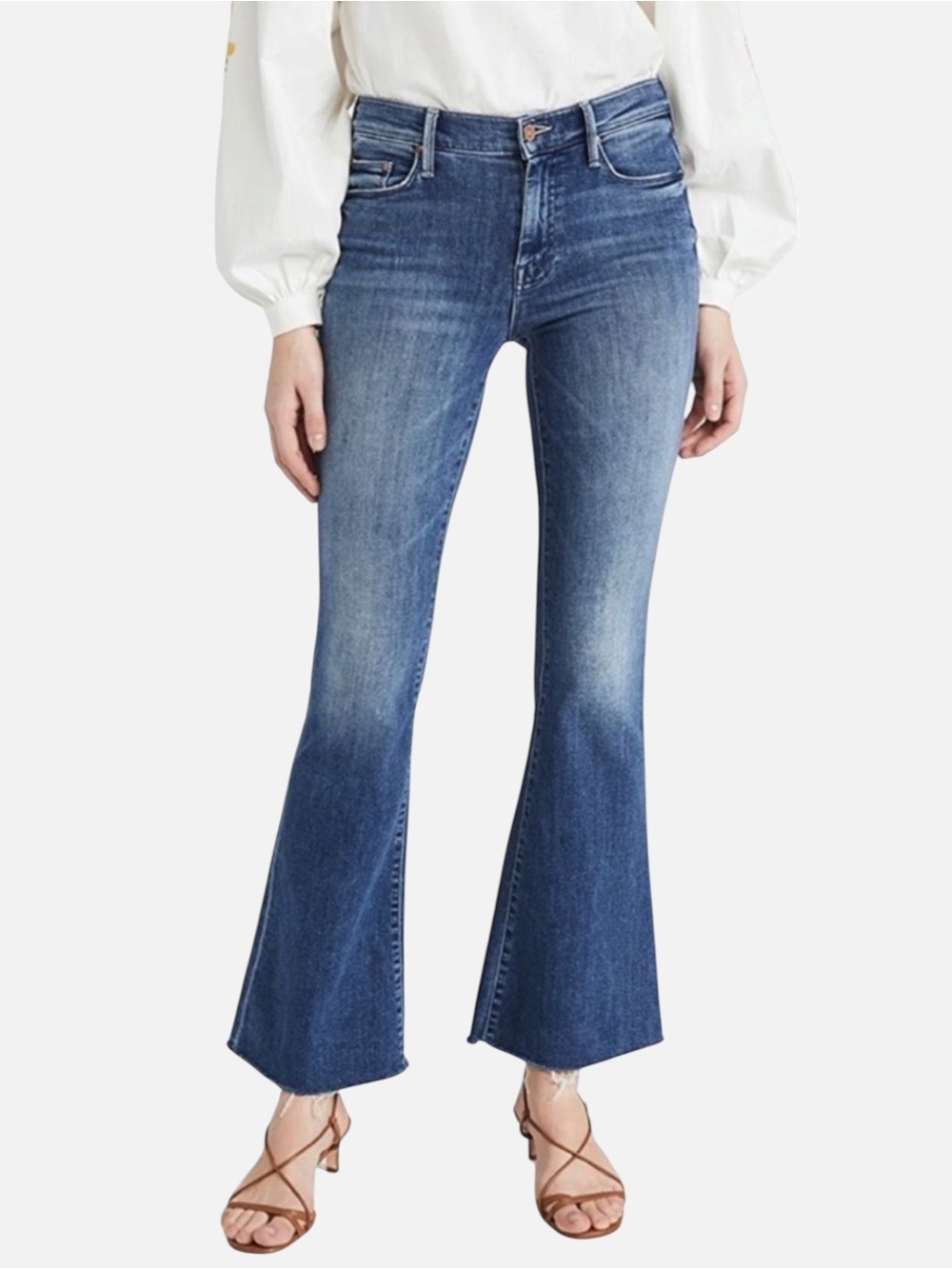 MOTHER The Weekender Fray Flare Jeans Groovin Wash Size 30